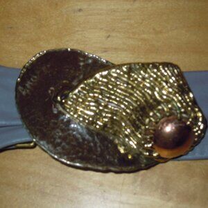 Vintage Belt Buckle Brutalist Abstract Copper Brass Metal MCM Mid-Century Hippie